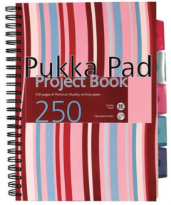 Caiet dictando cu spirala si separatoare A4 (125 file) - Pukka Pad Project Book Stripes (Rosu)