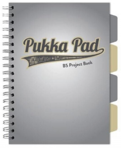Caiet matematica cu spirala si separatoare B5 (100 file) - Pukka Pad Project Book (Gri)