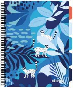 Caiet matematica cu spirala si separatoare A4 (100 file) - Strigo Pads Project Book (Jungle)