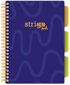 Caiet matematica cu spirala si separatoare A5 (100 file) - Strigo Pads Project Book (Albastru Neon)