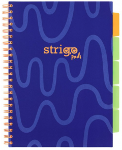 Caiet dictando cu spirala si separatoare A4 (100 file) - Strigo Pads Project Book (Albastru Neon)