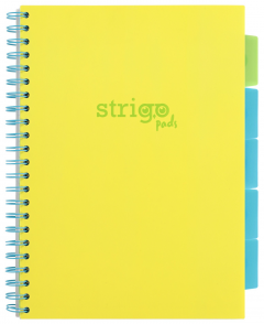 Caiet matematica cu spirala si separatoare A4 (100 file) - Strigo Pads Project Book (Galben Neon)