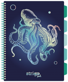 Caiet matematica cu spirala si separatoare A4 (100 file) - Strigo Pads Project Book (Caracatita)