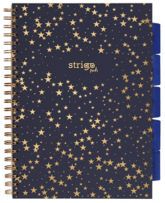 Caiet matematica cu spirala si separatoare A4 (100 file) - Strigo Pads Project Book (Stars)