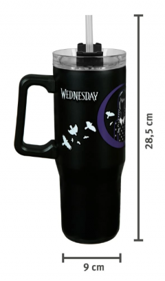 Cana otel inoxidabil cu pai si maner - Wednesday