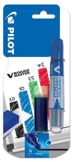 Set marker tabla + rezerva Pilot (Albastru) - VBoard