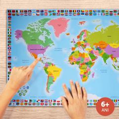 Jucarie educativa - My Map - Harta interactiva in jurul lumii, bilingv RO/EN + creion interactiv Momki