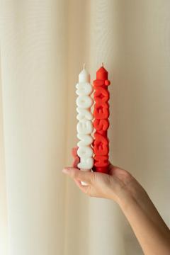 Set 2 lumanari 3D Taper - Hey Sexy! & Love You