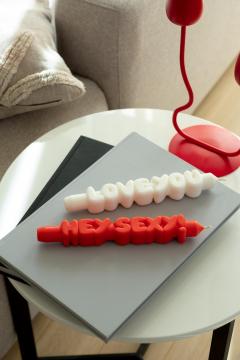 Set 2 lumanari 3D Taper - Hey Sexy! & Love You