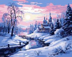 Set pictura pe numere - Peisaj de iarna