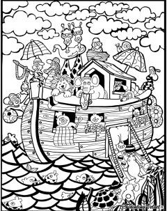 Plansa de colorat 47 x 35 cm - Arca lui Noe (cu 12 carioci)