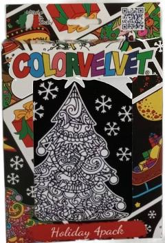 Set 4 mini planse de colorat 12 x 18 cm, cu 12 carioci - Christmas Holiday