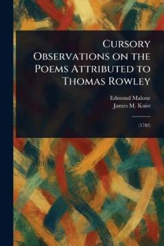 Coperta cărții Cursory Observations on the Poems Attributed to Thomas Rowley