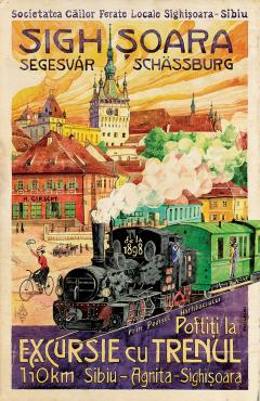 Poster inramat - Sighisoara - Excursie cu trenul