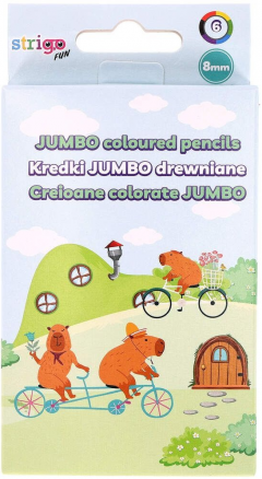 Set 6 creioane colorate Strigo Jumbo Capybara