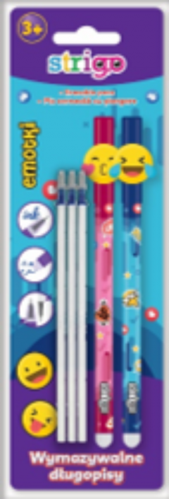 Set 2 pixuri cerneala cu stergere + 3 rezerve - Emoticon