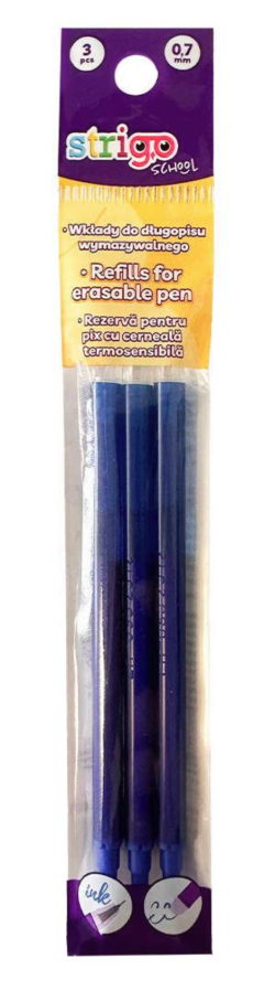 Set 3 rezerve pix cerneala albastra cu stergere - Strigo
