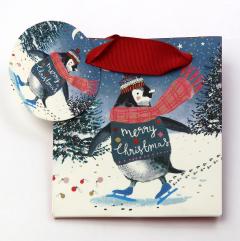 Punga cadou - Louise Tiler Penguin Merry Christmas, 13x13cm