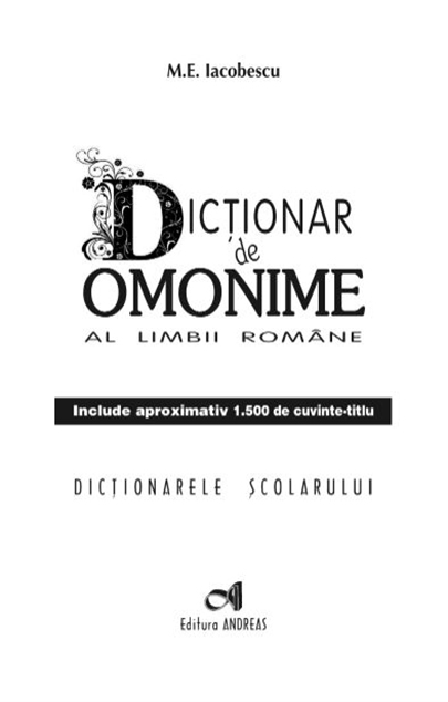 Dictionar De Omonime Al Limbii Romane M E Iacobescu