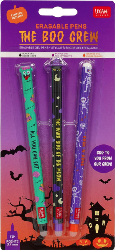 Set 3 pixuri cu gel - The Boo Crew - Zoombie, Skeleton, Kitty - Legami