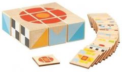 Puzzle din lemn - Cuburi si Sabloane, 34 piese