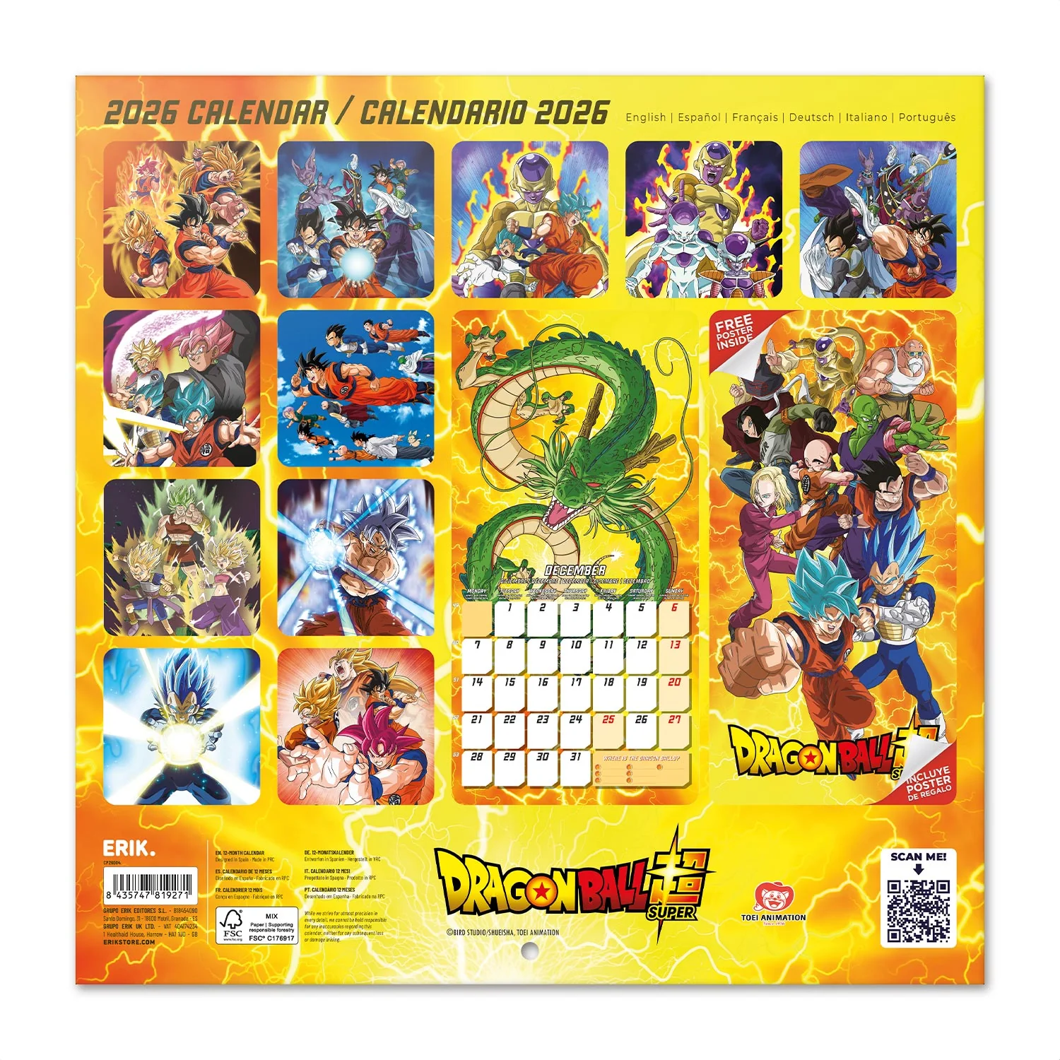 Calendar 2026 - Dragon Ball Z - Grupo Erik
