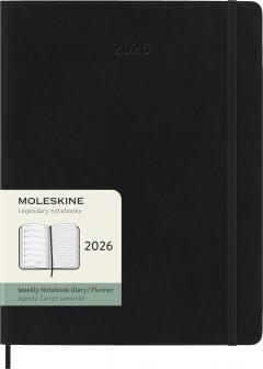 Agenda 2026 - Moleskine Classic 12 Months Weekly Planner - Softcover, Extra Large (Black)