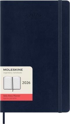 Agenda 2026 - Moleskine Classic 12 Months Daily Planner - Softcover, Large (Sapphire Blue)