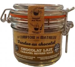 Fondue de ciocolata cu lapte si caramel sarat - Comptoir de Mathilde
