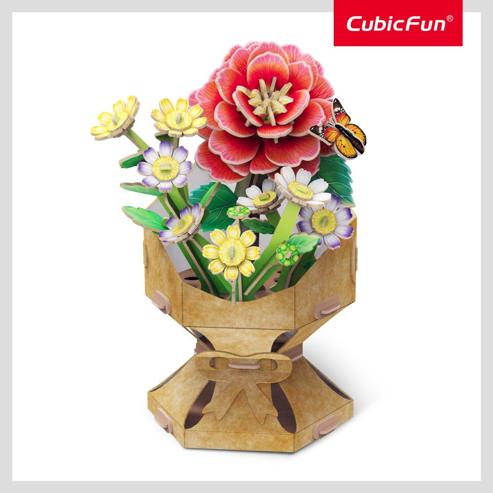 Puzzle 3D - Buchet de flori - Camelie, 109 piese - CubicFun