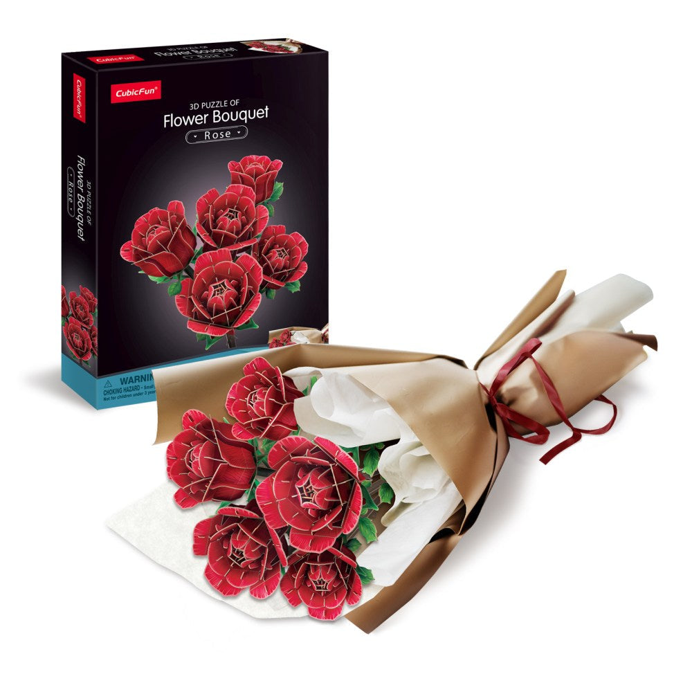Puzzle 3D - Buchet de flori - Trandafiri, 265 piese - CubicFun