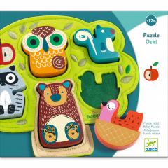 Puzzle din lemn si fetru - Oski, 5 piese