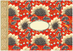 Carnet - Pattern rouge fleurs noires, 15x10cm