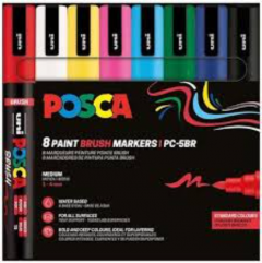 Set 8 markere - Varf pensula - Culori de baza