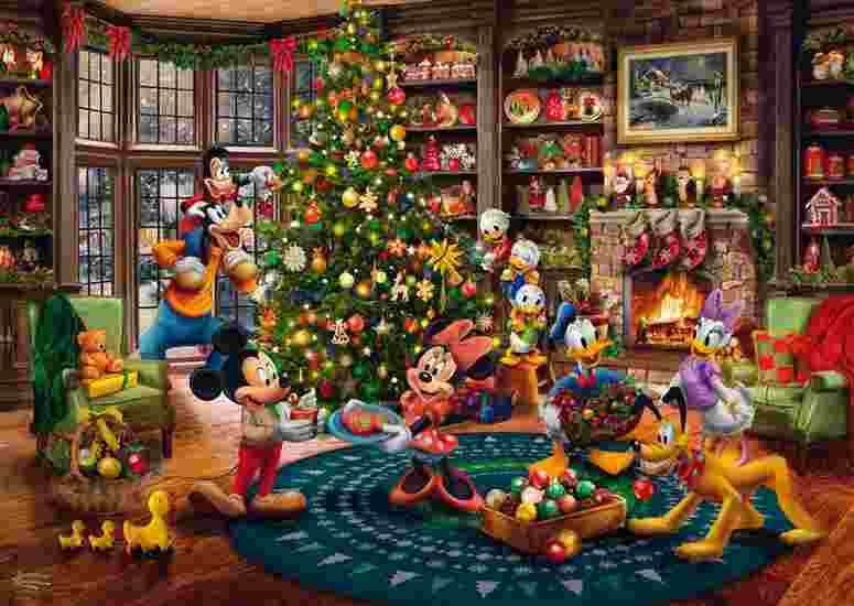 Puzzle 1000 piese - Disney - Mickey & Minnie impodobesc bradul - Schmidt
