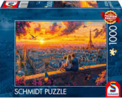 Puzzle 1000 piese - Soapte pe acoperisurile Parisului