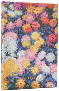 Agenda 2026 - Paperblanks - Monet's Chrysanthemums - Mini 12-Month Horizontal Hardcover Flexi