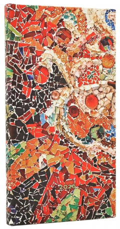 Agenda 2026 - Paperblanks - Gaudi's Sun (Gaudi’s Mosaics) - Slim 12-Month Horizontal Hardcover Flexi