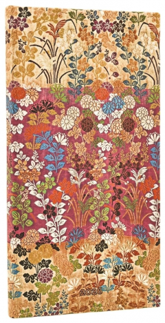 Agenda 2026 - Paperblanks - Kara-ori Pink (Japanese Kimono) - Slim 12-Month Horizontal Hardcover Flexi