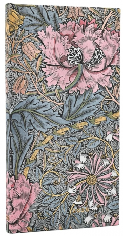 Agenda 2026 - Paperblanks - Morris Pink Honeysuckle (William Morris) - Slim 12-Month Horizontal Hardcover Flexi
