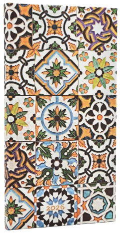 Agenda 2026 - Paperblanks - Porto (Portuguese Tiles) - Slim 12-Month Horizontal Hardcover Flexi