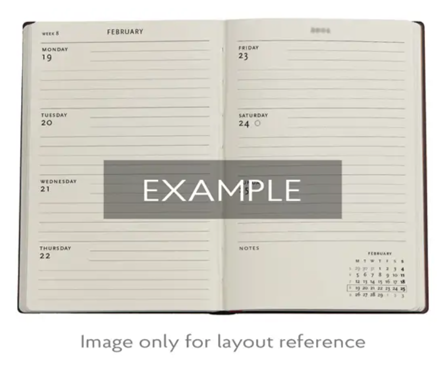 Michelangelo, Handwriting (Embellished Manuscripts Collection) Ultra 12- month Horizontal Hardback Dayplanner 2025 (Wrap Closure): tydzień na dwóch stronach, zamykany na magnes, paper 100 gsm : Paperblanks