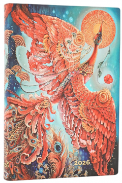 Agenda 2026 - Paperblanks - Firebird (Birds of Happiness) - Mini 12-Month Horizontal Softcover Flexi