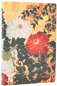 Agenda 2026 - Paperblanks - Natsu (Rinpa Florals) - Mini 12-Month Horizontal Softcover Flexi