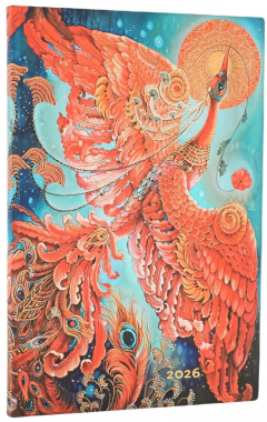 Agenda 2026 - Paperblanks - Firebird (Birds of Happiness) - Maxi 12-Month Horizontal Softcover Flexi