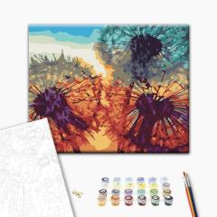 Set pictura pe numere - Papadie in lumina de apus 30x40cm