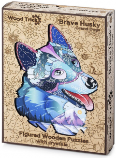 Puzzle din lemn 332 piese - Brave Husky