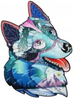 Puzzle din lemn 332 piese - Brave Husky