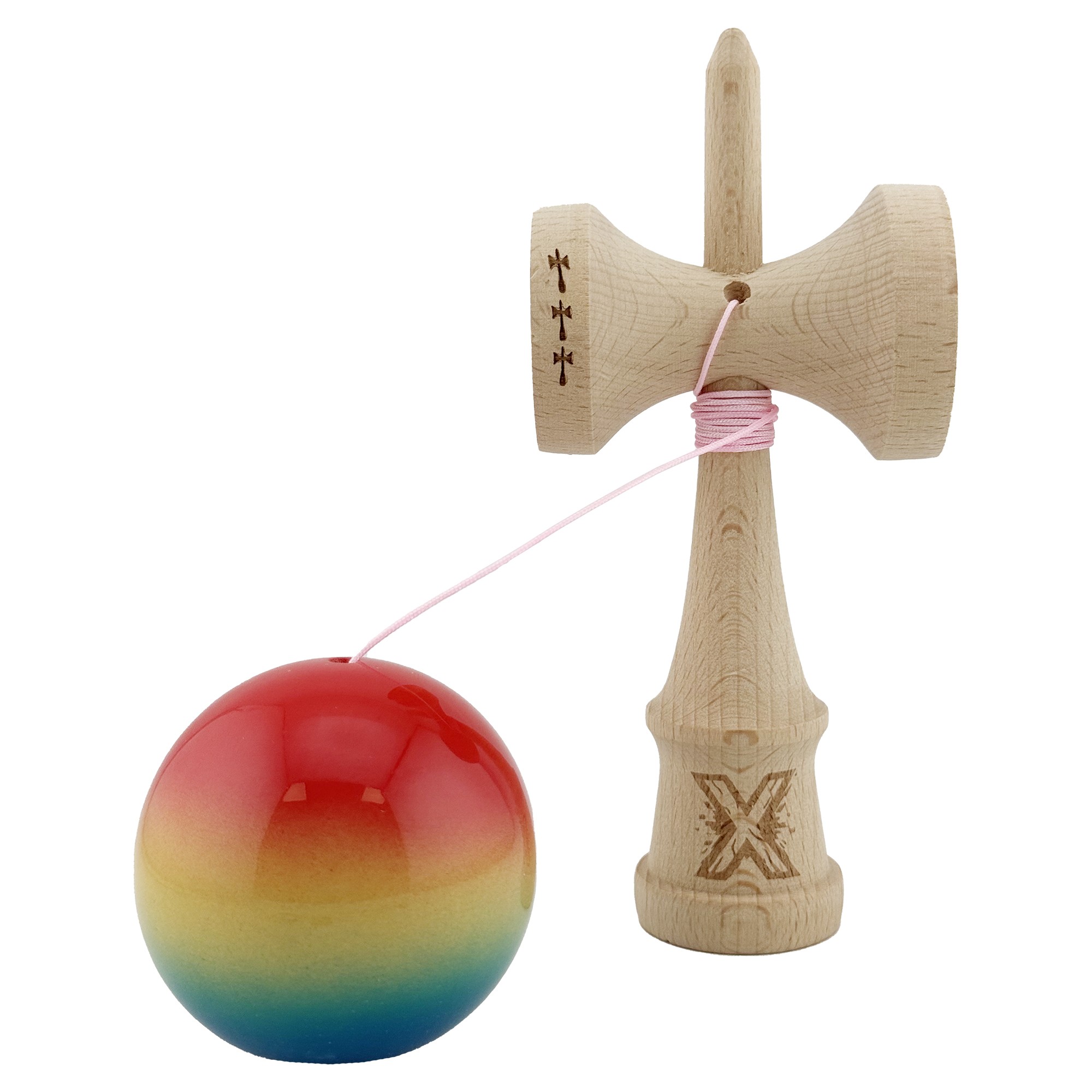 Jucarie de indemanare - Kendama X Big Cups Sticky, Rosu/Galben