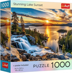 Puzzle - Apus de soare uimitor la lac, 1000 piese